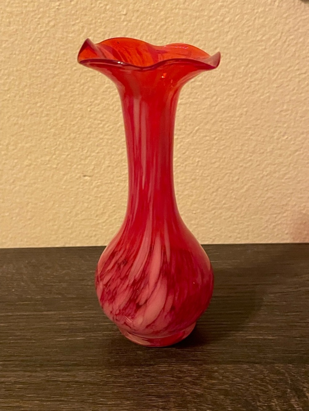 Red Swirled Glass Vase - Home Accents